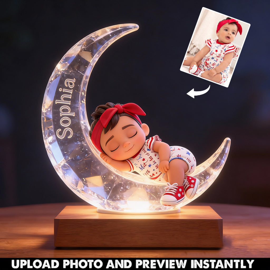 Veilleuse LED personnalisée pour enfant « Je t'aime bébé » en acrylique