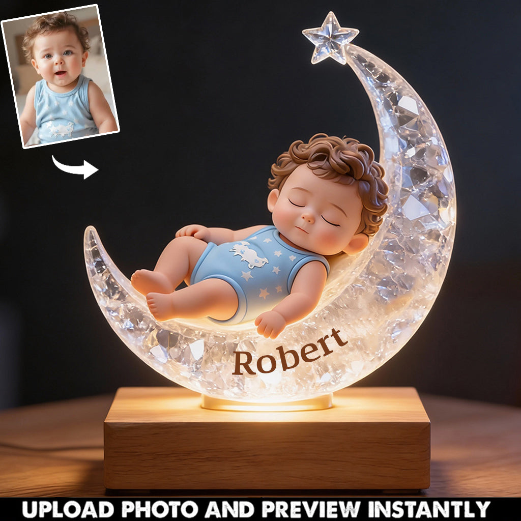 Veilleuse LED personnalisée pour enfant « Je t'aime bébé » en acrylique