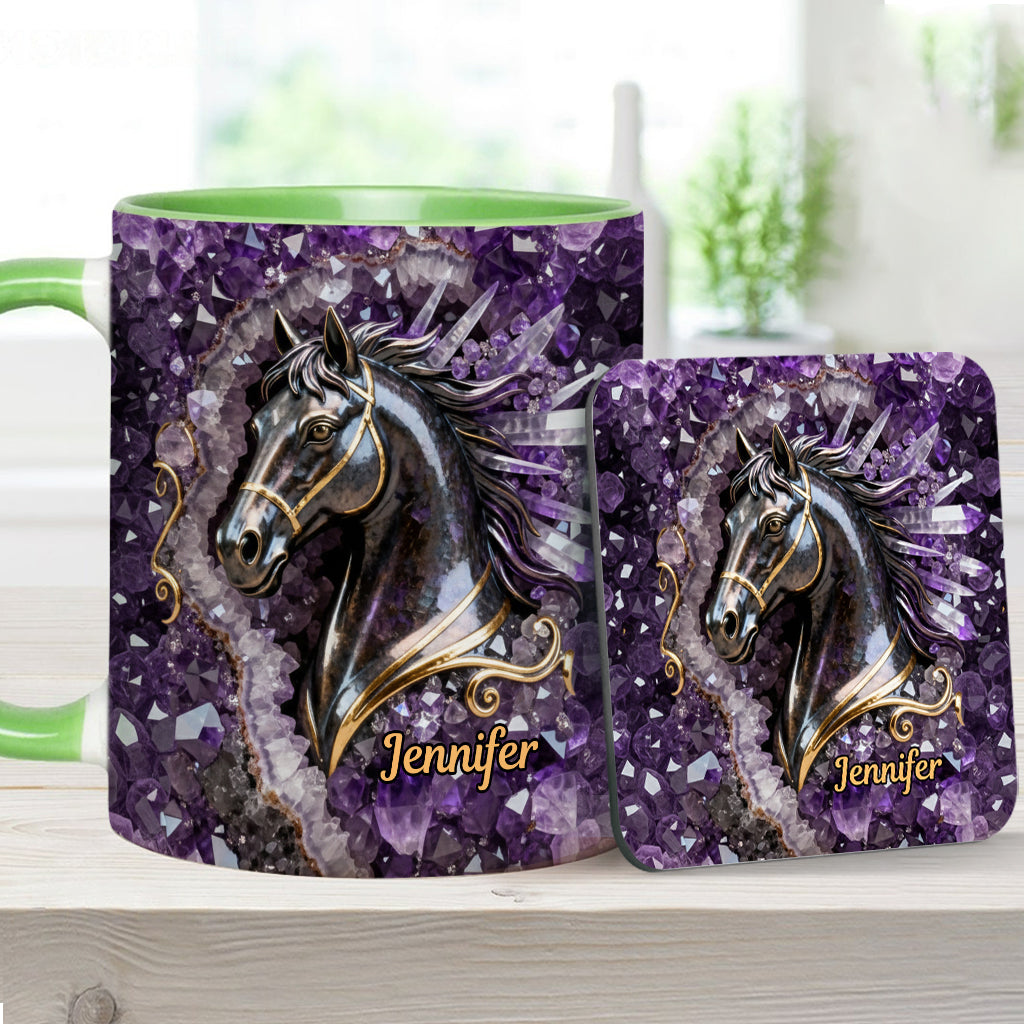 Mug et sous-verre personnalisés Love Horse - Motif cheval