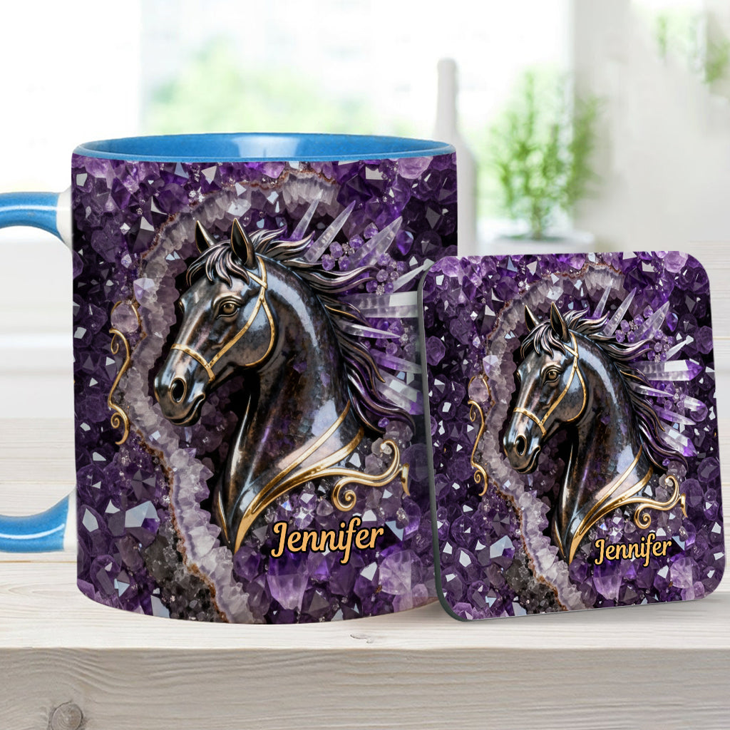 Mug et sous-verre personnalisés Love Horse - Motif cheval