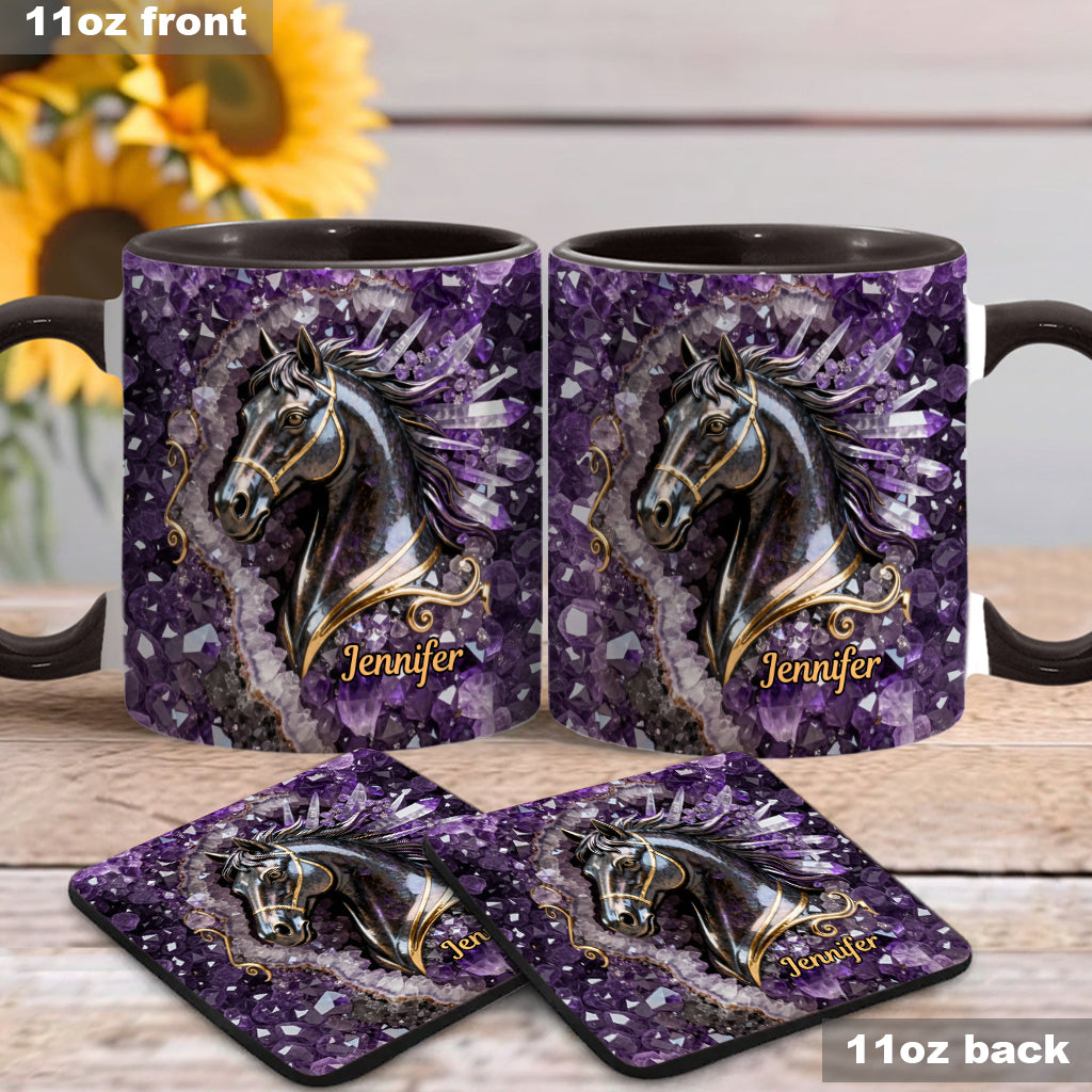 Mug et sous-verre personnalisés Love Horse - Motif cheval