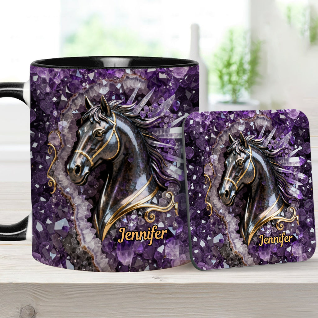 Mug et sous-verre personnalisés Love Horse - Motif cheval