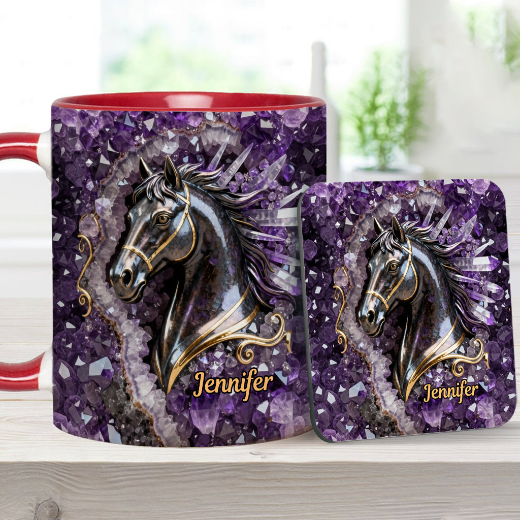 Mug et sous-verre personnalisés Love Horse - Motif cheval