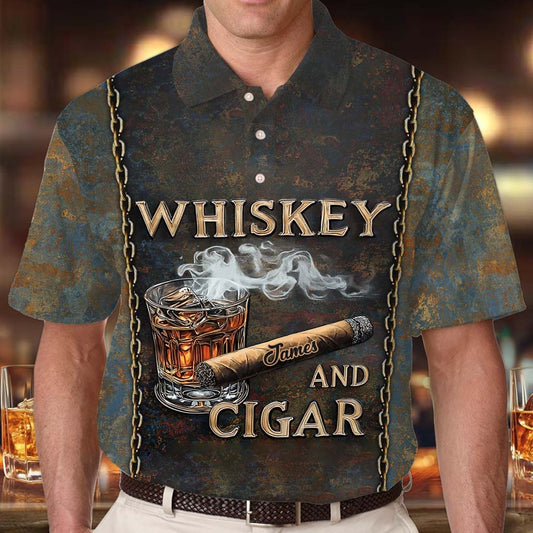 Whiskey And Cigar - Personalized Whisky Polo Shirt