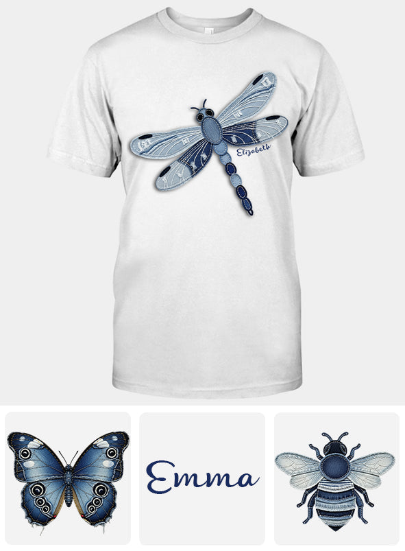 Blue Dragonfly/ Butterfly/ Bee/ Humming Bird - Personalized Gardening T-shirt And Hoodie