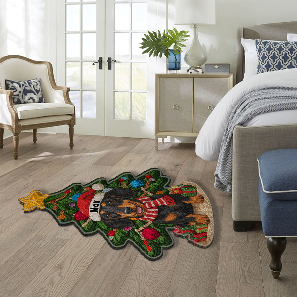 Tapis de Noël personnalisé pour chien - Tapis antidérapant à motif chien
