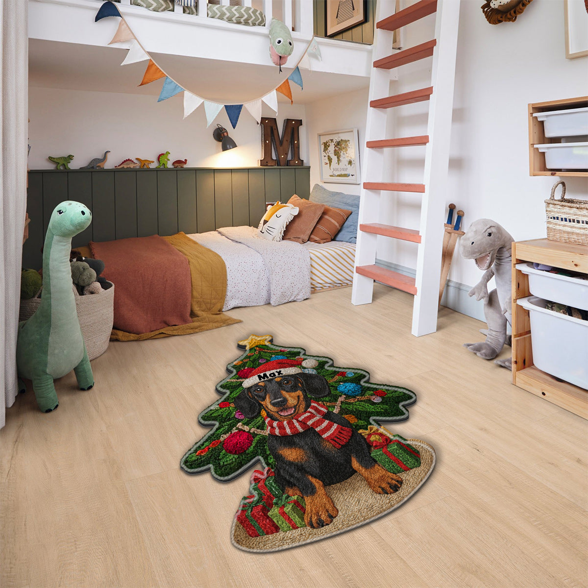 Tapis de Noël personnalisé pour chien - Tapis antidérapant à motif chien