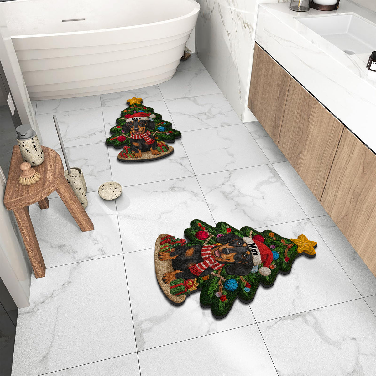 Tapis de Noël personnalisé pour chien - Tapis antidérapant à motif chien