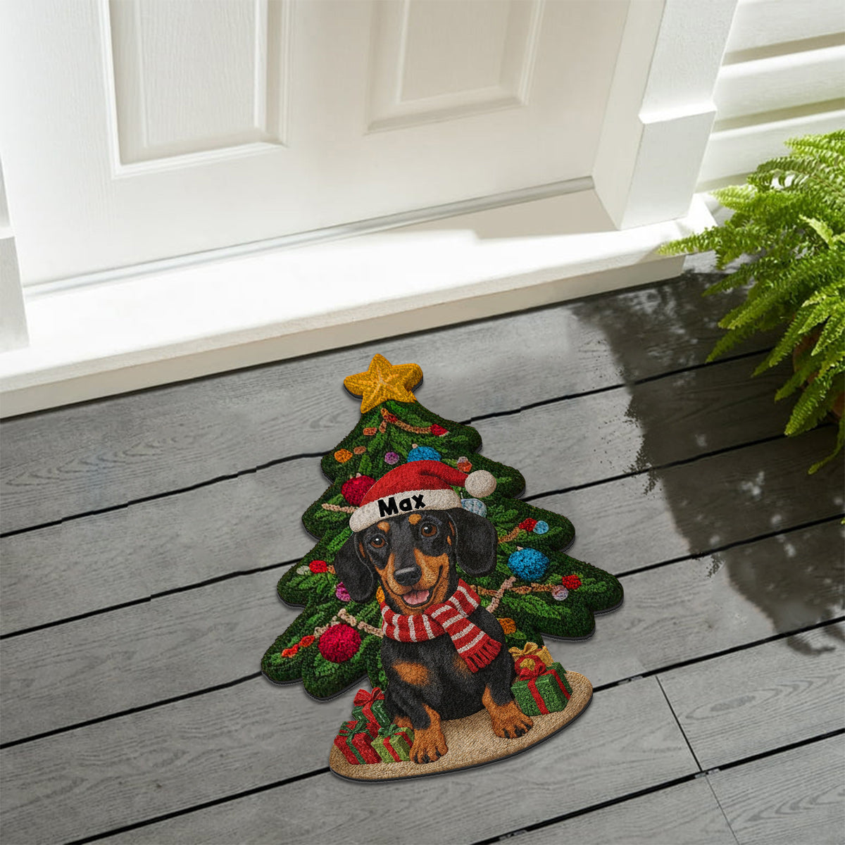 Tapis de Noël personnalisé pour chien - Tapis antidérapant à motif chien