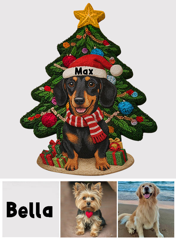 Tapis de Noël personnalisé pour chien - Tapis antidérapant à motif chien