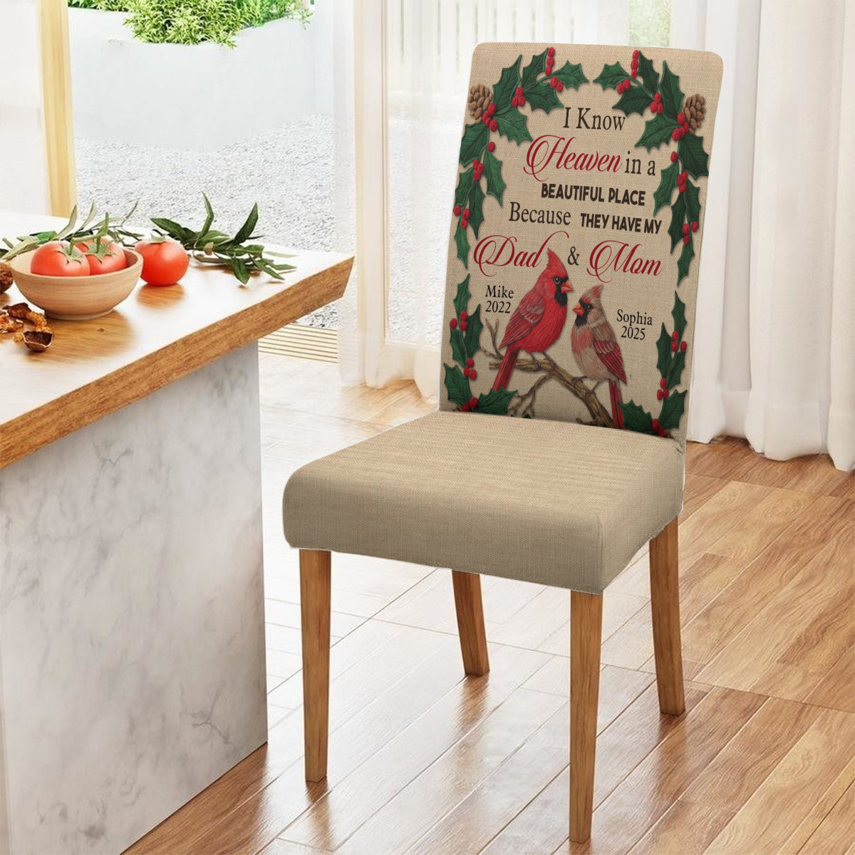 Heaven Is A Beautiful Place - Personalized Memorial Chair Cover Set