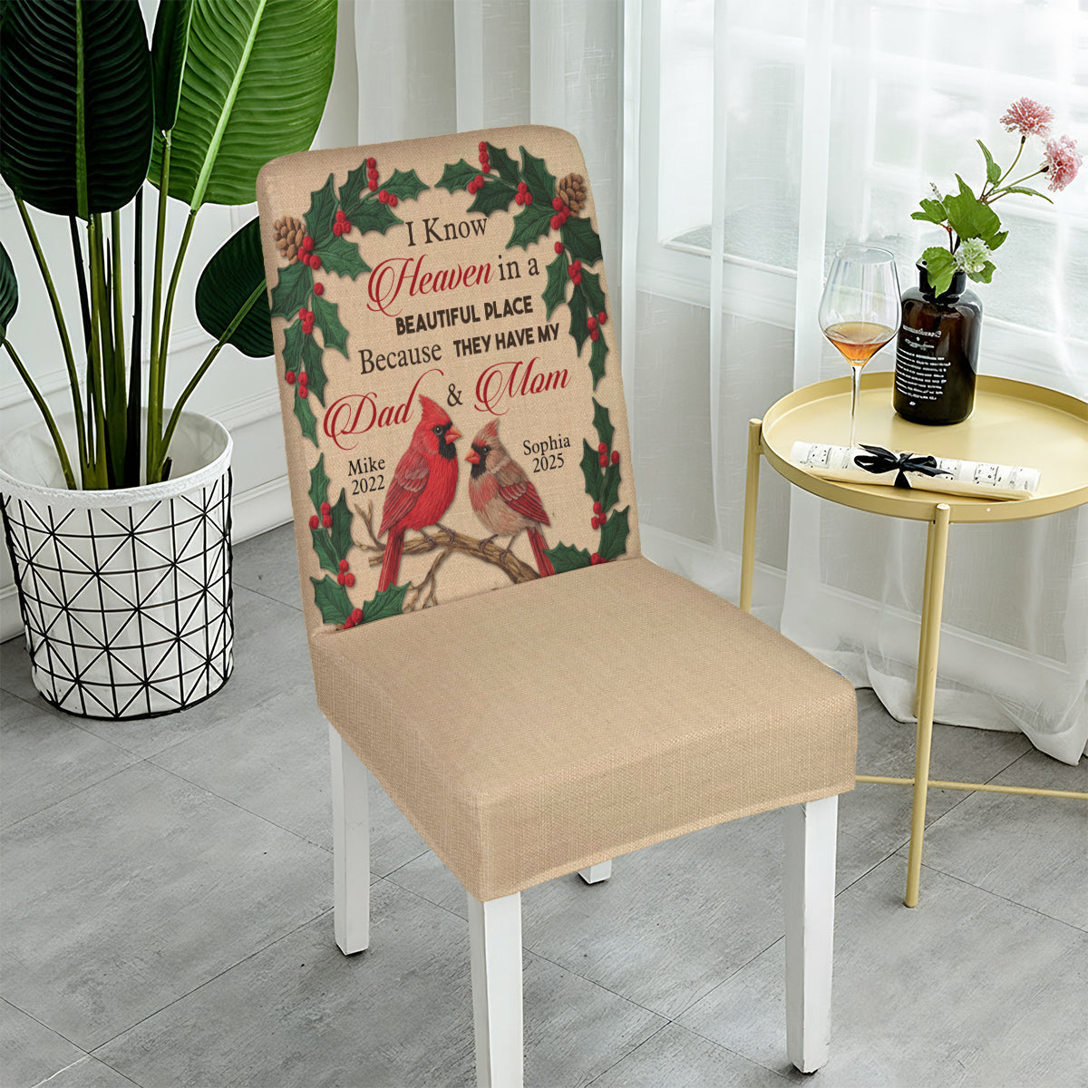 Heaven Is A Beautiful Place - Personalized Memorial Chair Cover Set