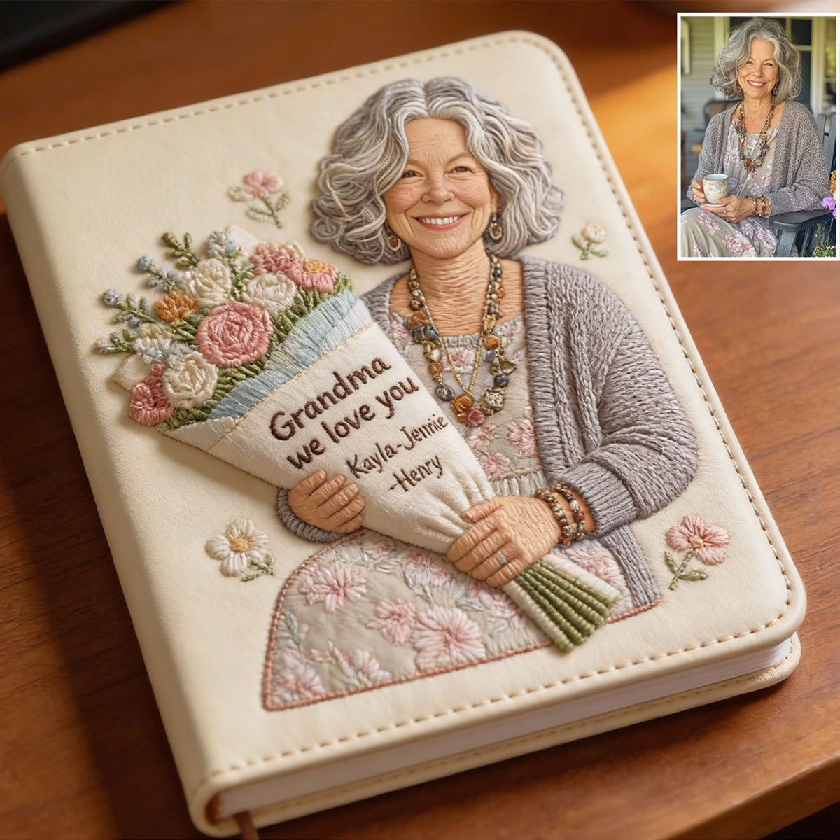 Cahier en cuir personnalisé pour la fête des mères