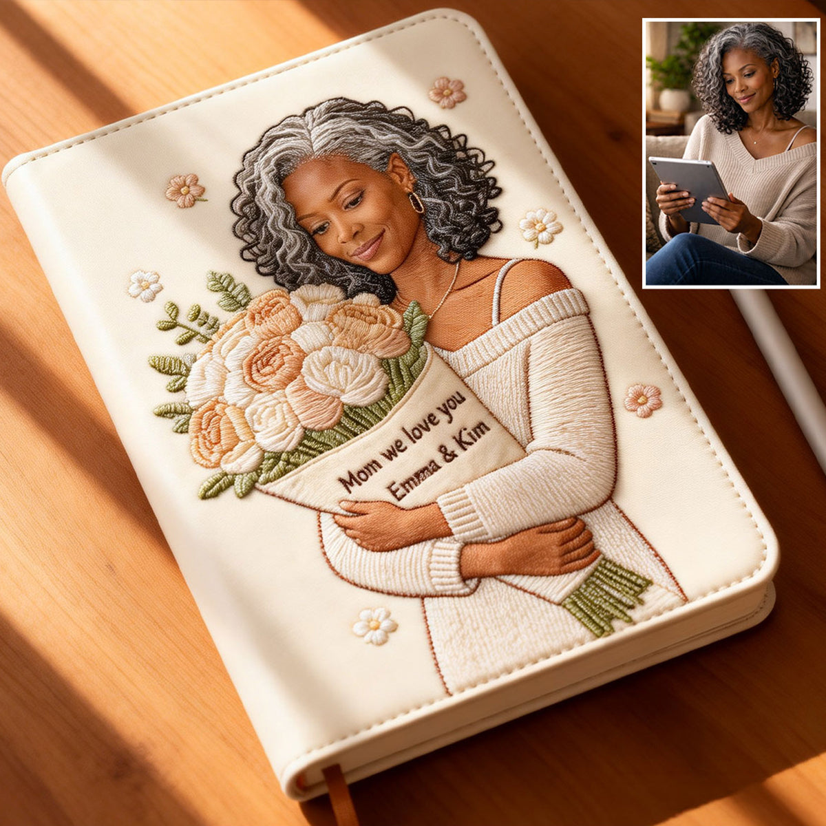 Cahier en cuir personnalisé pour la fête des mères