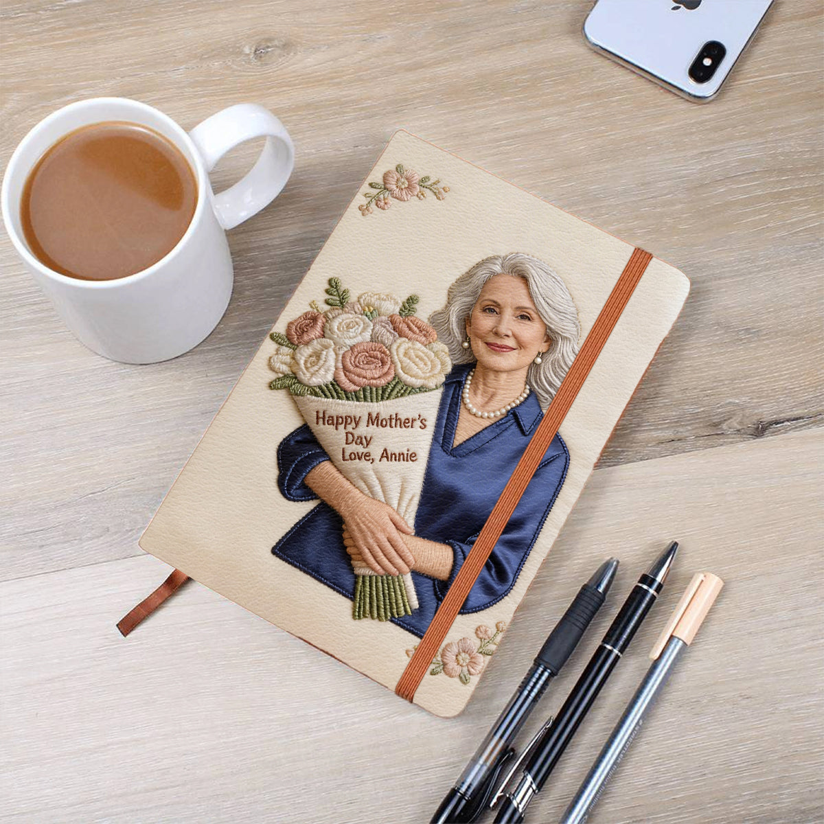 Cahier en cuir personnalisé pour la fête des mères