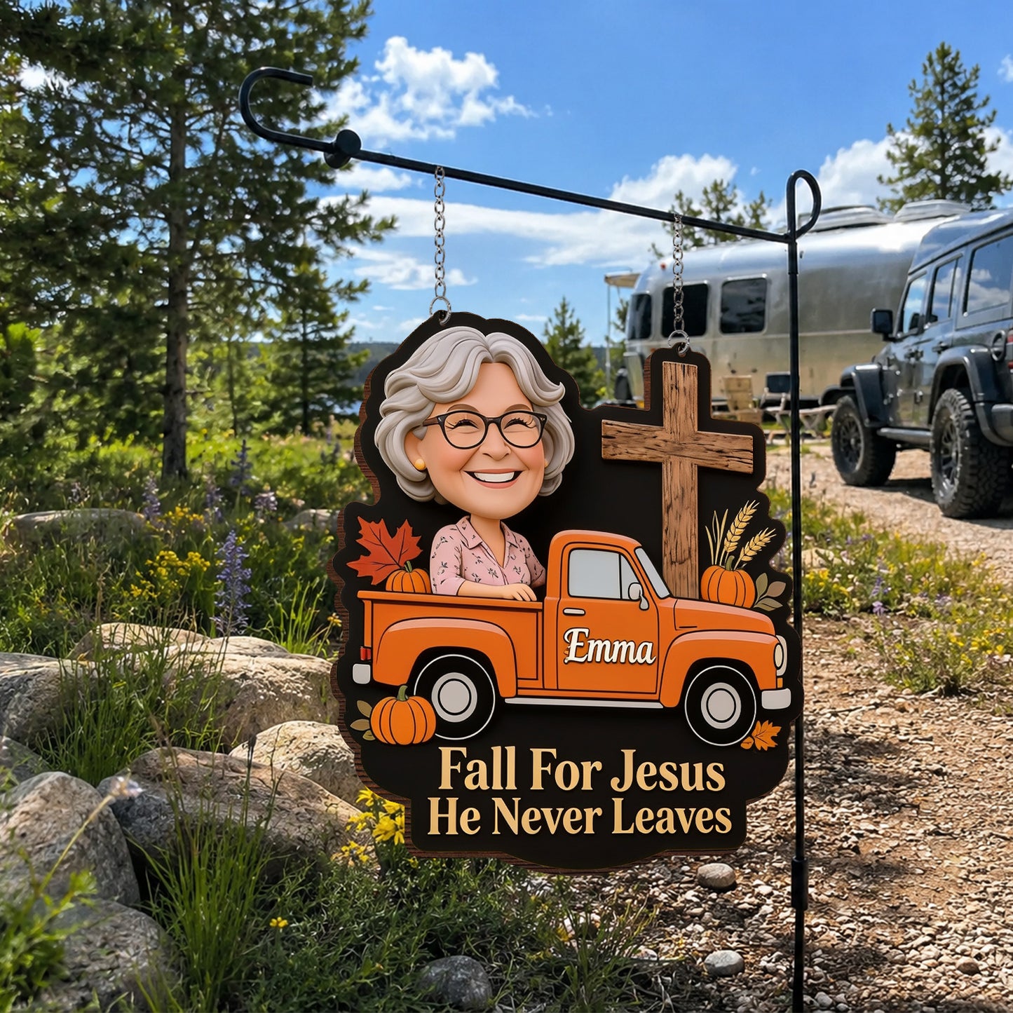 Happy Fall Y'all - Personalized Christian Wood Sign With Stake
