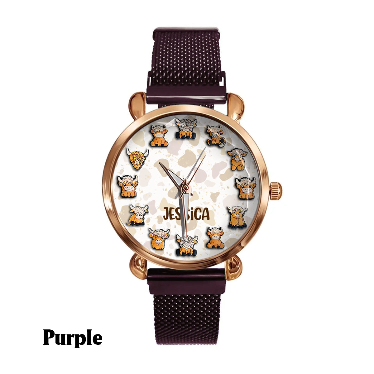 Juste une fille qui aime les vaches des Highlands - Montre-bracelet personnalisée pour femme avec vache des Highlands 