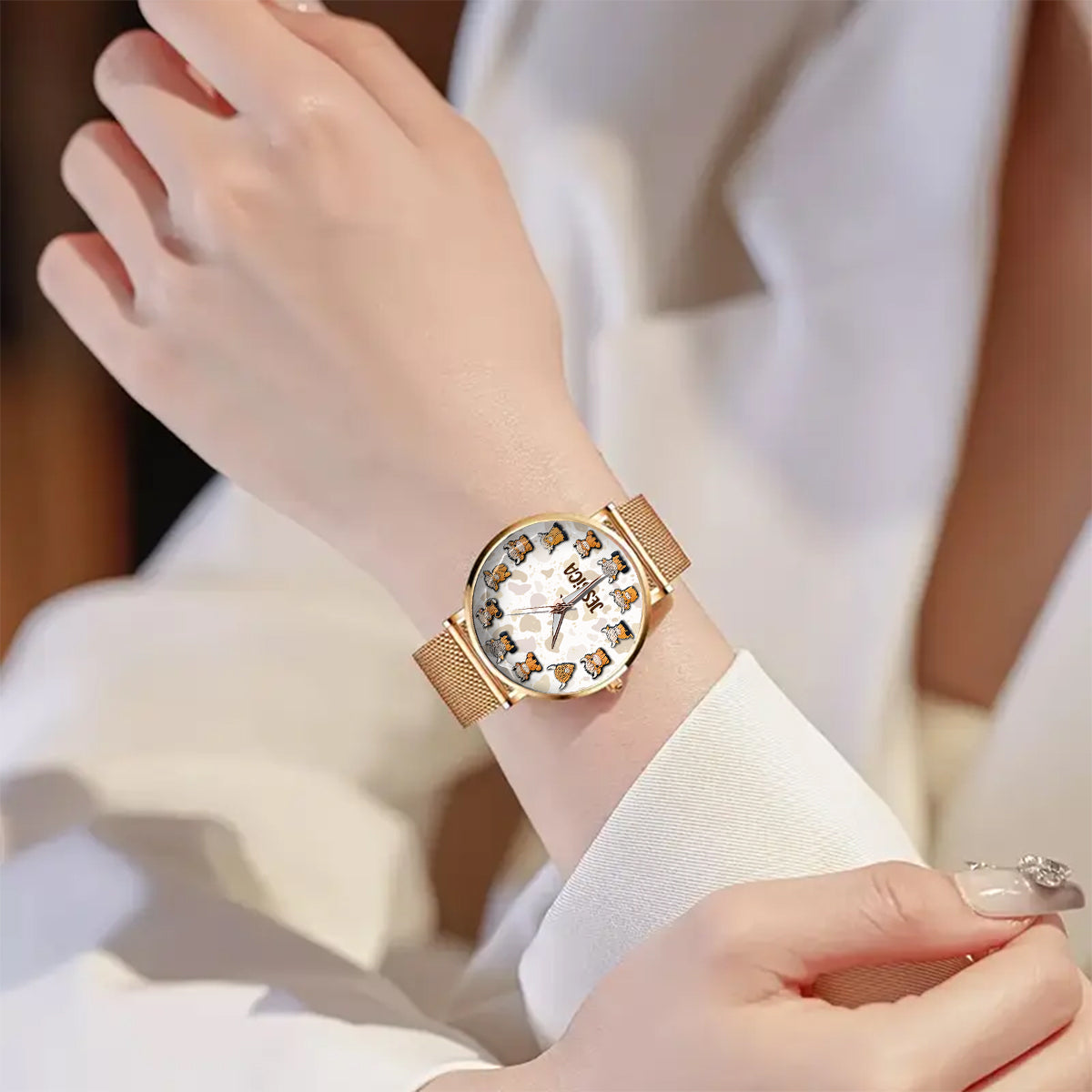 Juste une fille qui aime les vaches des Highlands - Montre-bracelet personnalisée pour femme avec vache des Highlands 