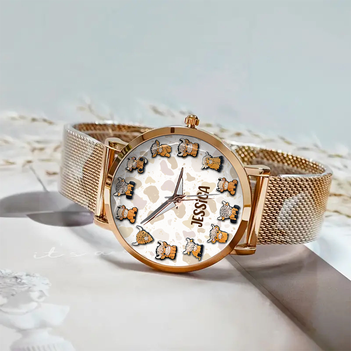Juste une fille qui aime les vaches des Highlands - Montre-bracelet personnalisée pour femme avec vache des Highlands 