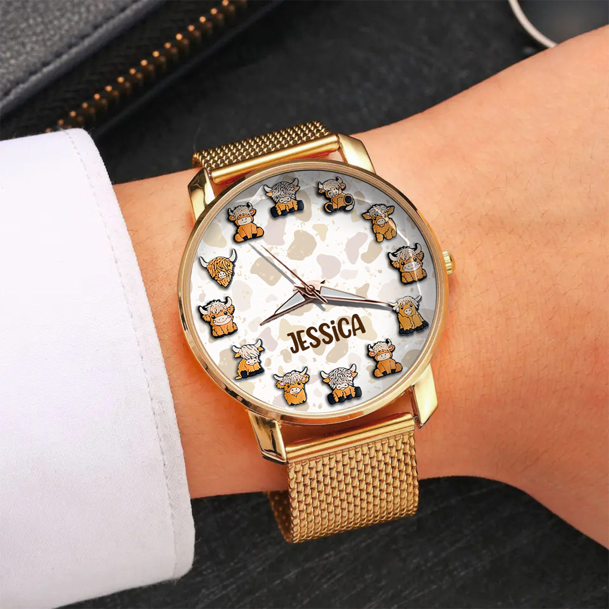 Juste une fille qui aime les vaches des Highlands - Montre-bracelet personnalisée pour femme avec vache des Highlands 