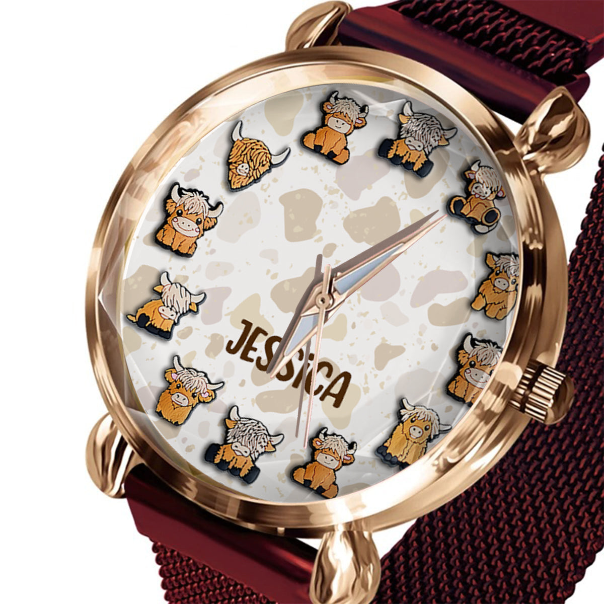 Juste une fille qui aime les vaches des Highlands - Montre-bracelet personnalisée pour femme avec vache des Highlands 