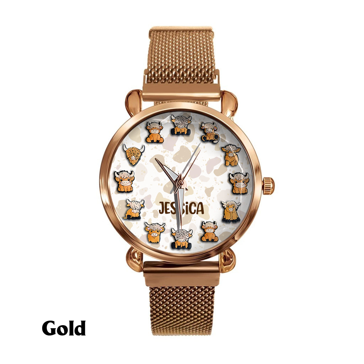 Juste une fille qui aime les vaches des Highlands - Montre-bracelet personnalisée pour femme avec vache des Highlands 