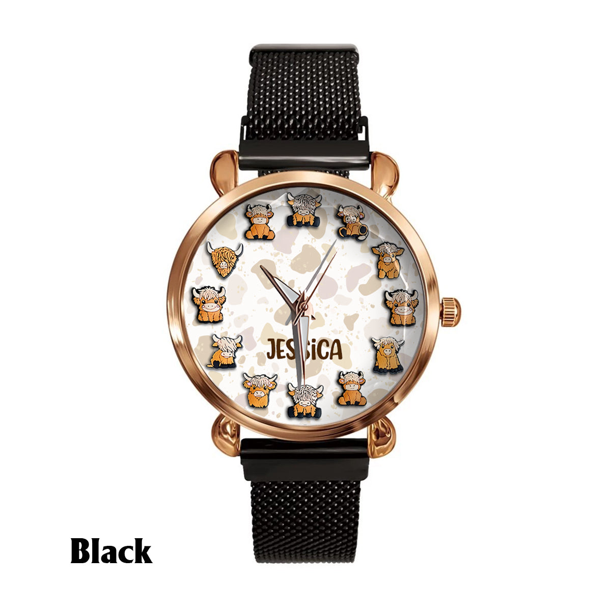 Juste une fille qui aime les vaches des Highlands - Montre-bracelet personnalisée pour femme avec vache des Highlands 