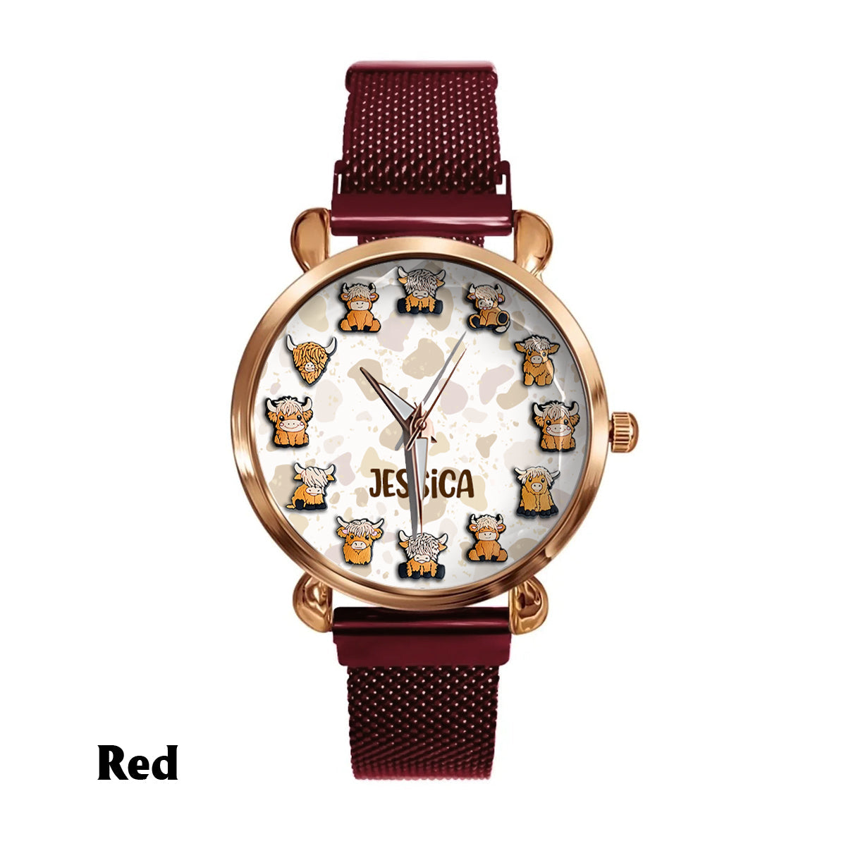 Juste une fille qui aime les vaches des Highlands - Montre-bracelet personnalisée pour femme avec vache des Highlands 