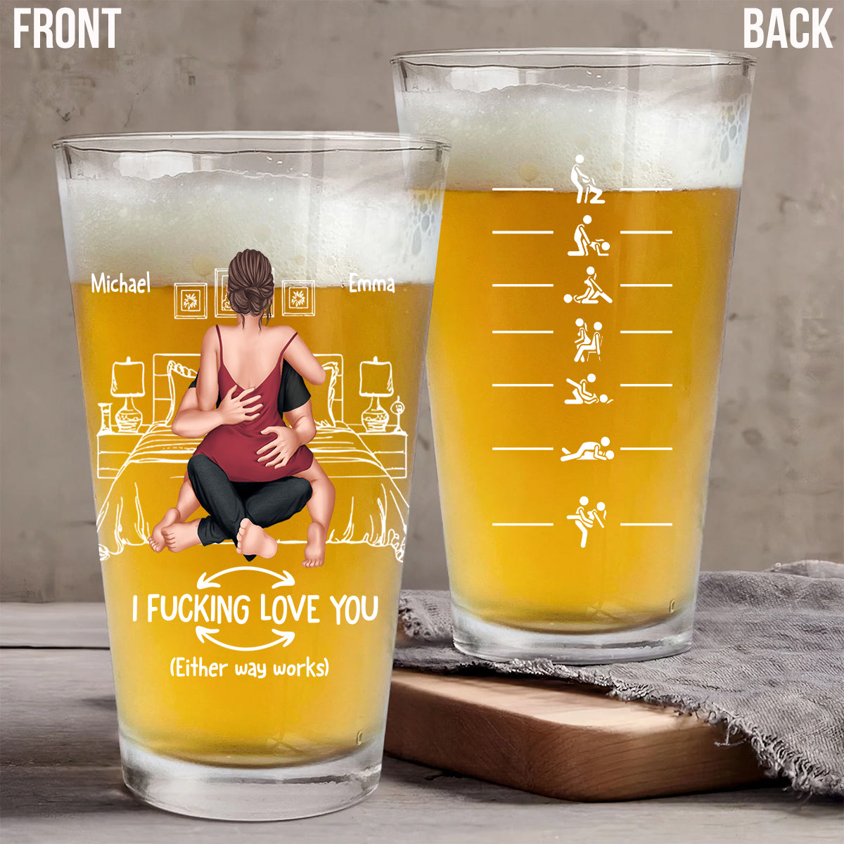 Naughty Couple - Personalized Couple Beer Glass