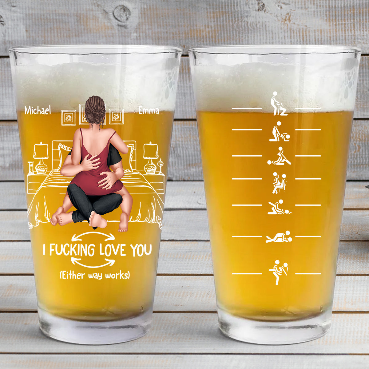 Naughty Couple - Personalized Couple Beer Glass