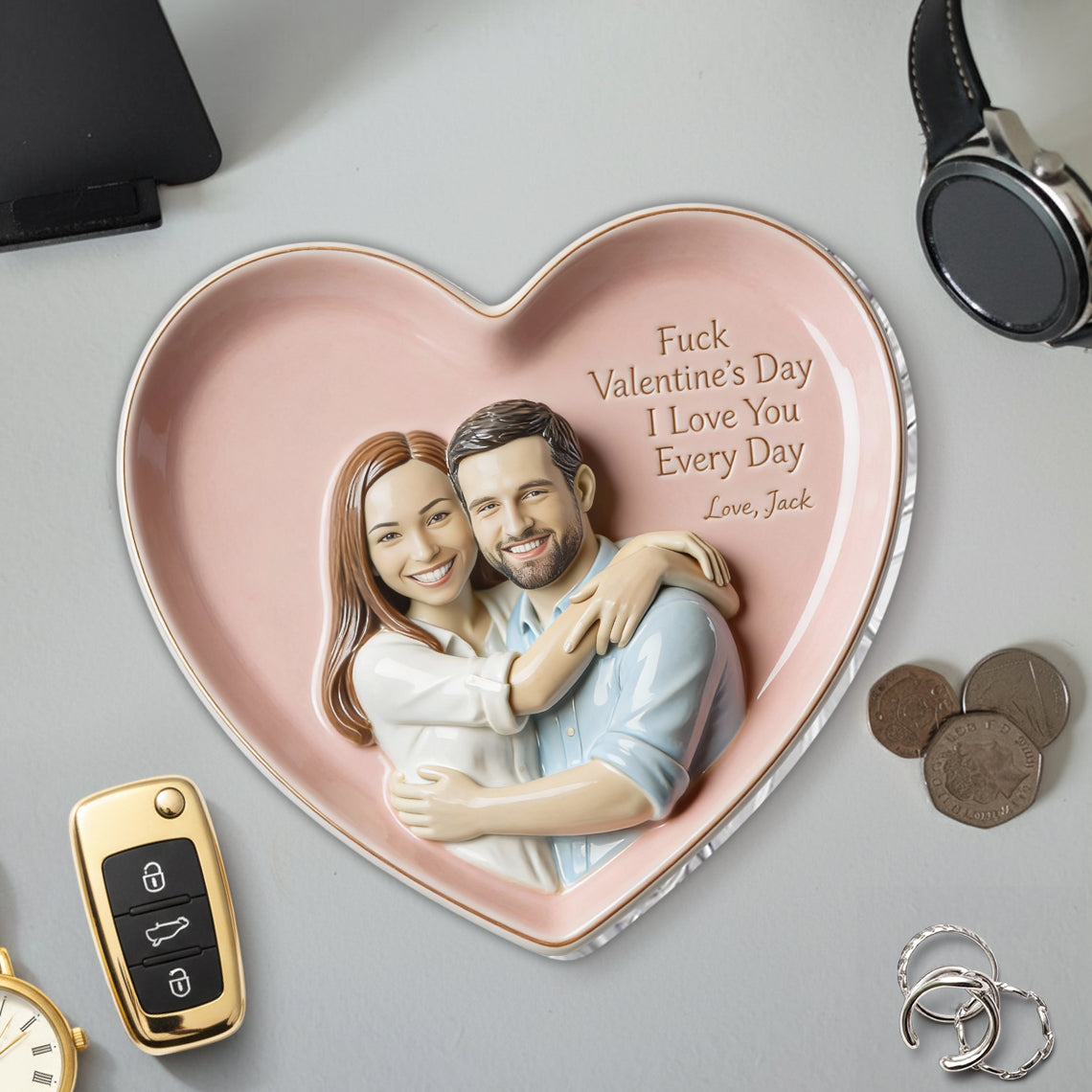 Plateau fourre-tout personnalisé pour couple, à partir de n'importe quelle photo