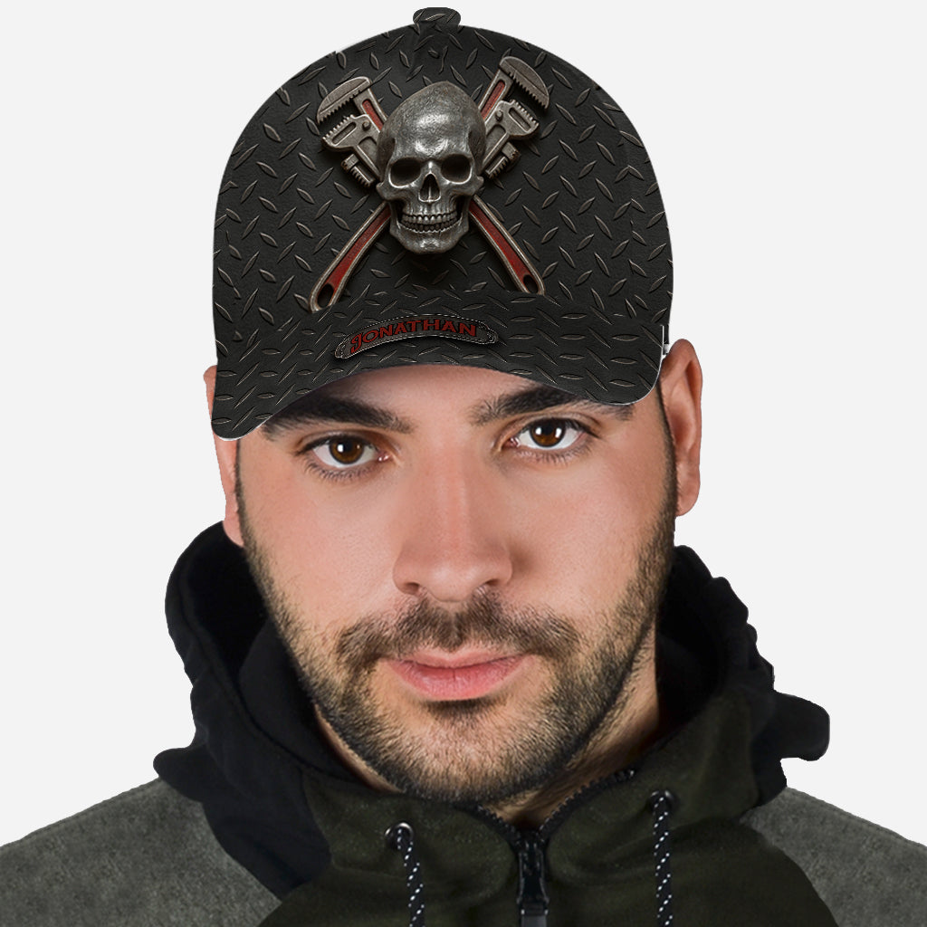 Cooles Geschenk für Klempner mit Skelettmotiv – Personalisierte Klempner-Klassikerkappe