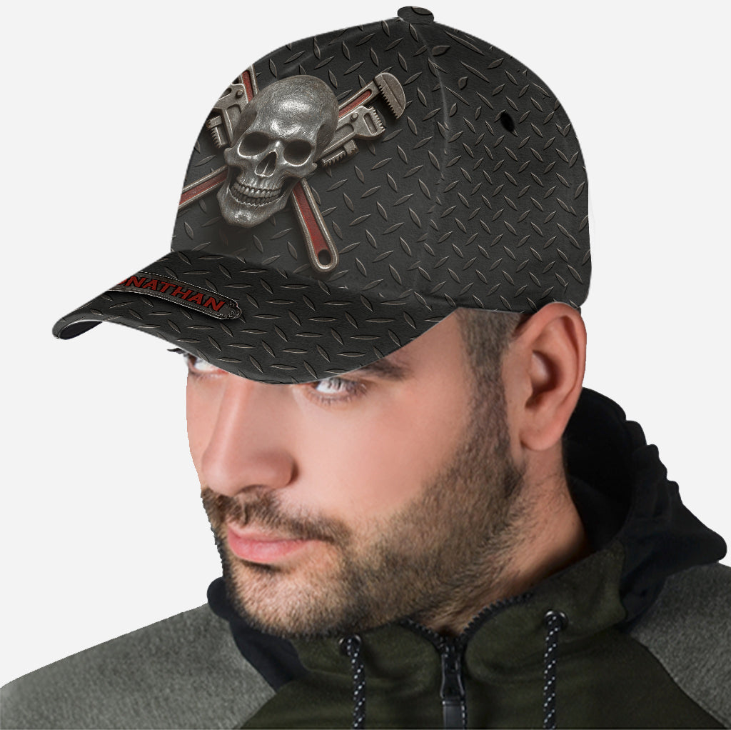 Cooles Geschenk für Klempner mit Skelettmotiv – Personalisierte Klempner-Klassikerkappe