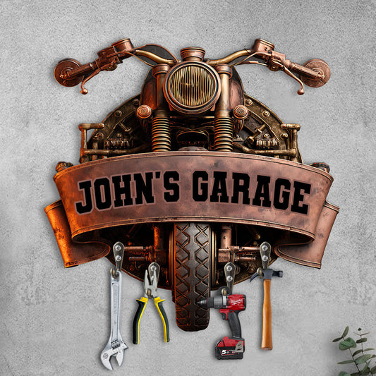 Motorradgarage – Personalisierter, maßgefertigter Hängeständer für Biker