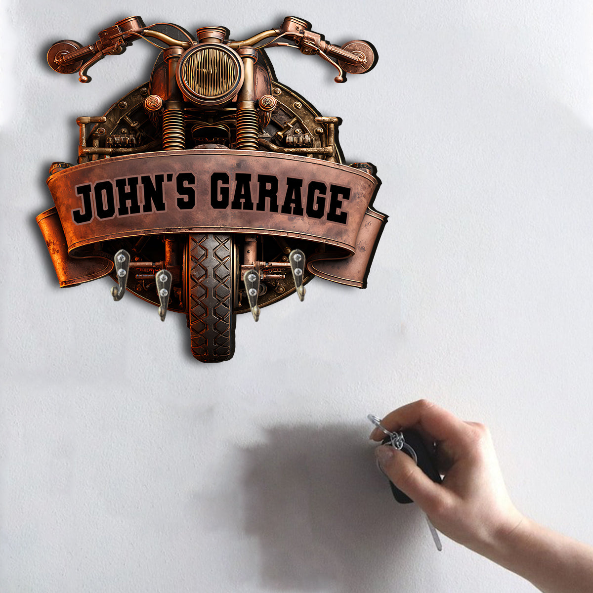 Motorradgarage – Personalisierter, maßgefertigter Hängeständer für Biker