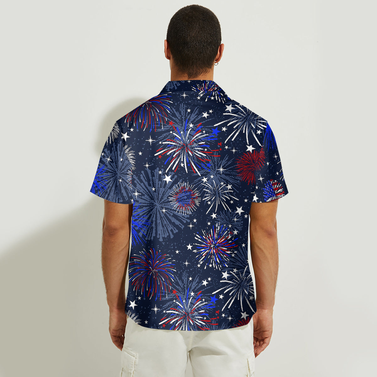 Patriotic American Flag Fireworks Print Matching Outfit For Couples - Personalized Couple Hawaiian Shirt & Sleeveless Dress
