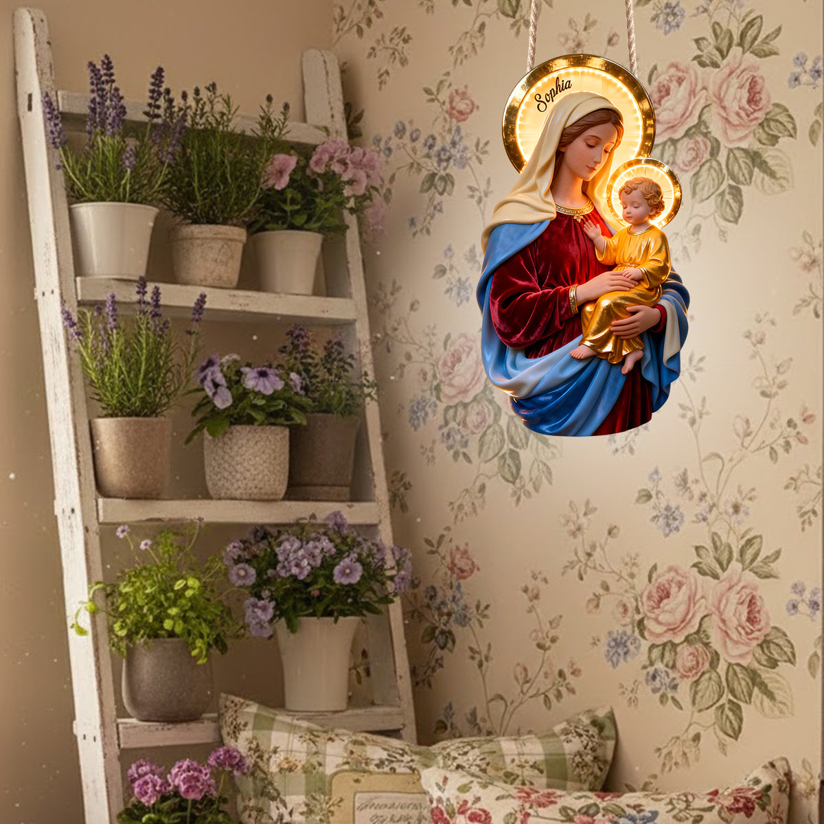 Vierge Marie - Panneau lumineux LED chrétien personnalisé en acrylique