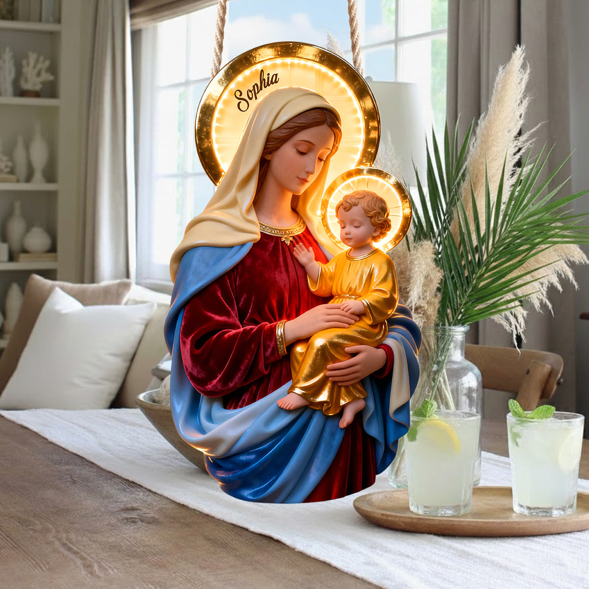 Vierge Marie - Panneau lumineux LED chrétien personnalisé en acrylique