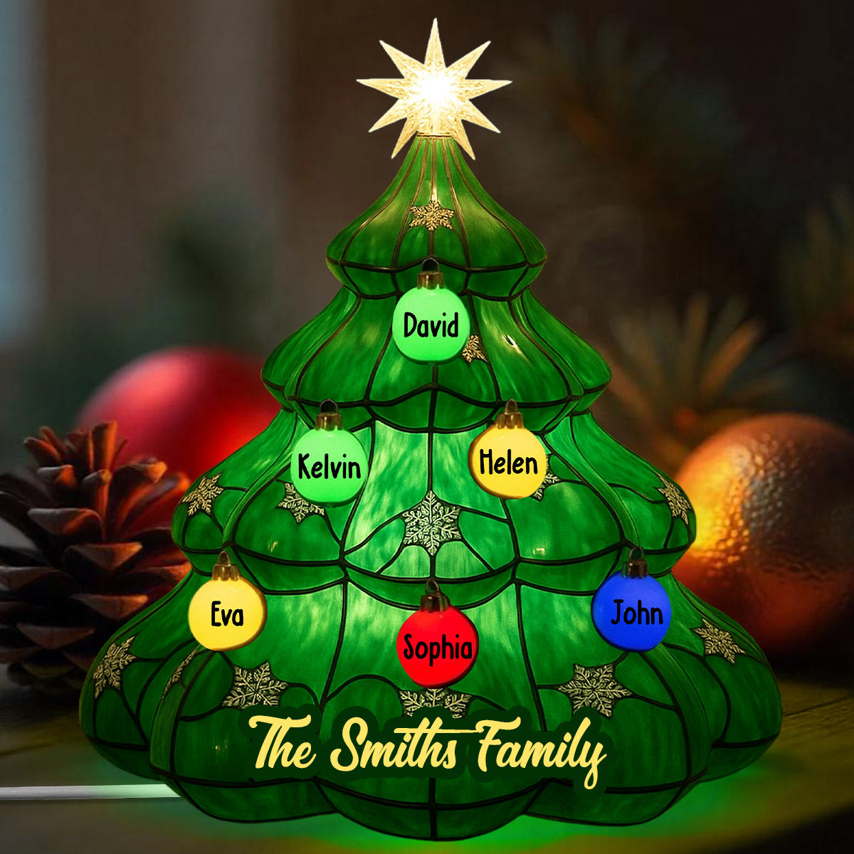 Fröhliche Weihnachten! Personalisierter Familien-Weihnachtsbaum – Acryl-LED-Nachtlicht