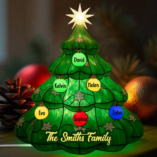 Fröhliche Weihnachten! Personalisierter Familien-Weihnachtsbaum – Acryl-LED-Nachtlicht