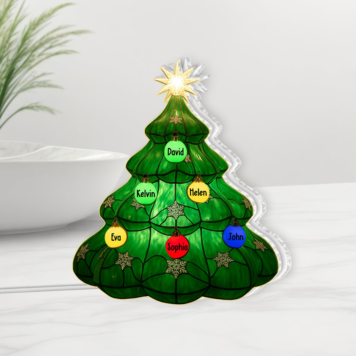 Fröhliche Weihnachten! Personalisierter Familien-Weihnachtsbaum – Acryl-LED-Nachtlicht