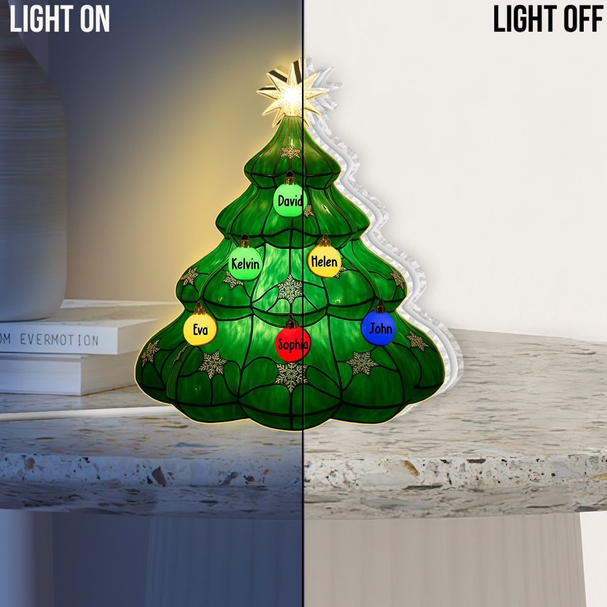 Fröhliche Weihnachten! Personalisierter Familien-Weihnachtsbaum – Acryl-LED-Nachtlicht