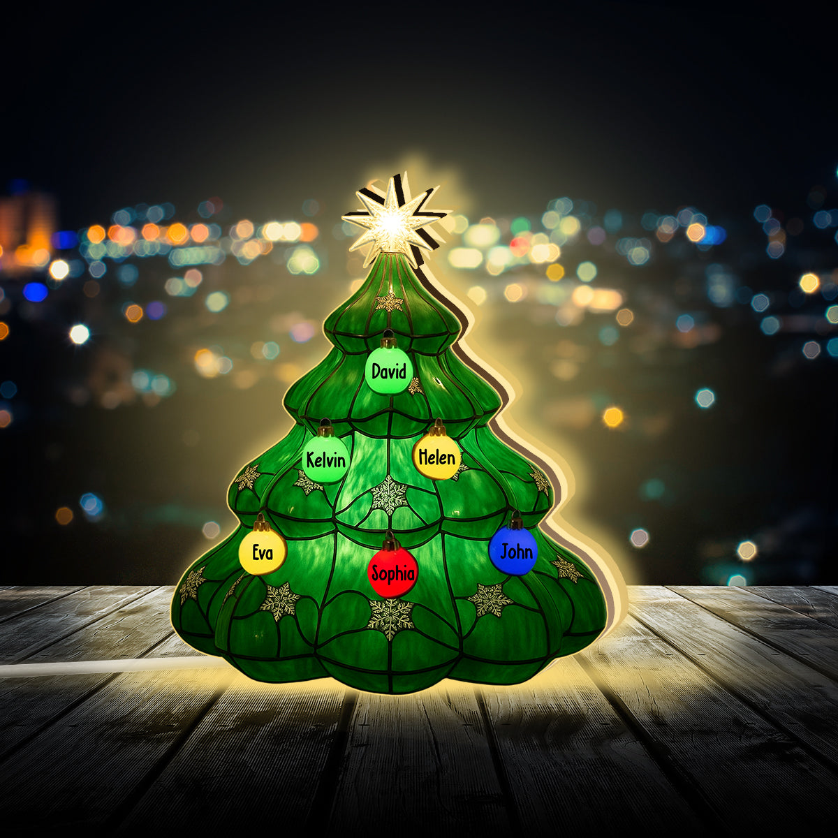 Fröhliche Weihnachten! Personalisierter Familien-Weihnachtsbaum – Acryl-LED-Nachtlicht