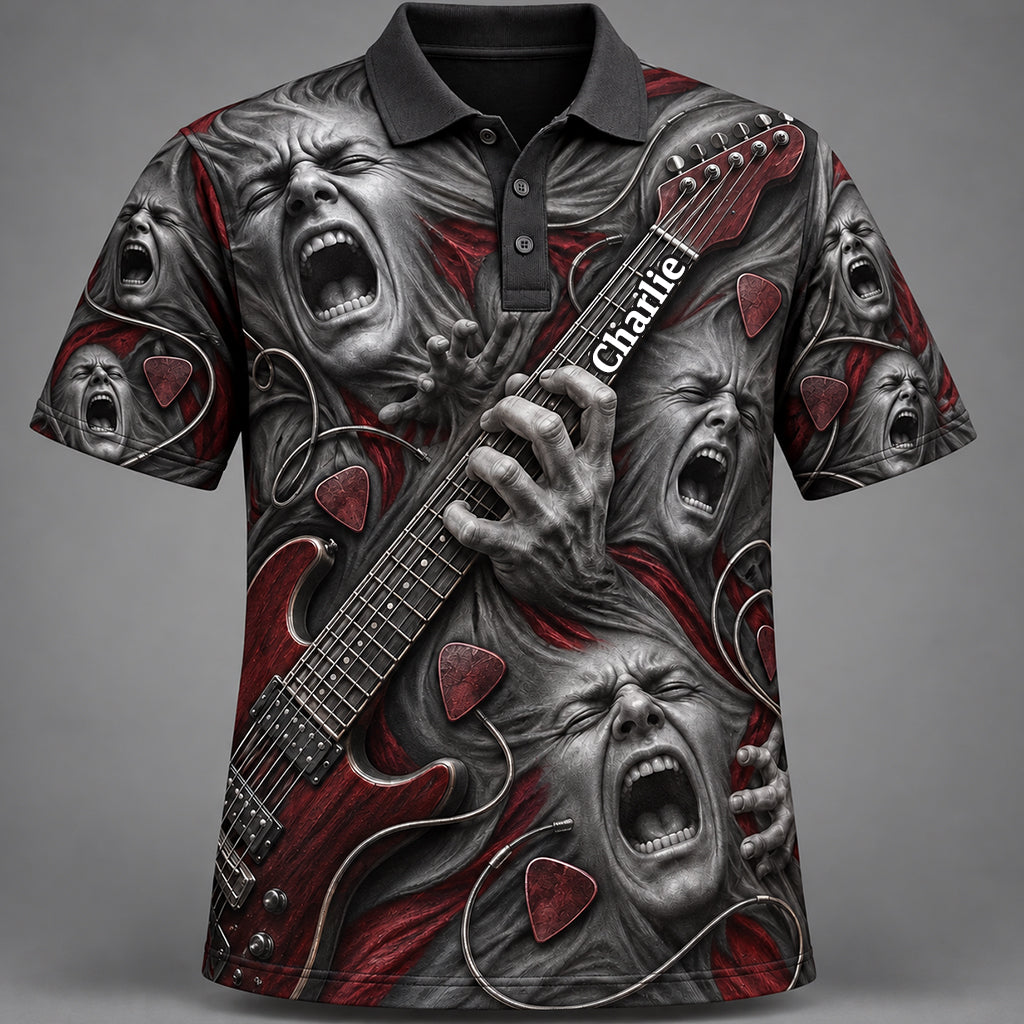 Love Playing Guitar - Personalized Guitar Polo Shirt
