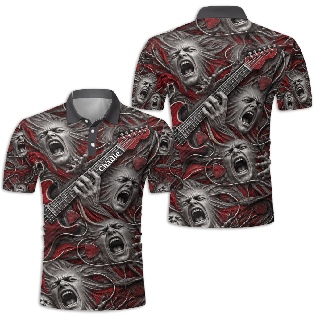 Love Playing Guitar - Personalized Guitar Polo Shirt
