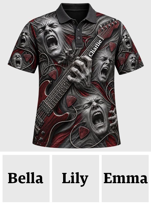 Love Playing Guitar - Personalized Guitar Polo Shirt