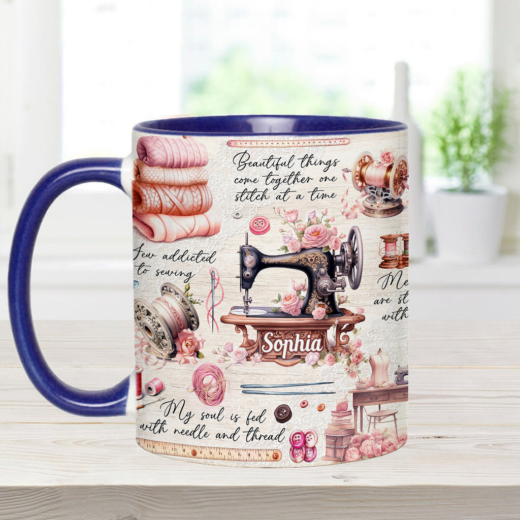 Näherverrückt – Personalisierte Tasse mit Nähmotiv