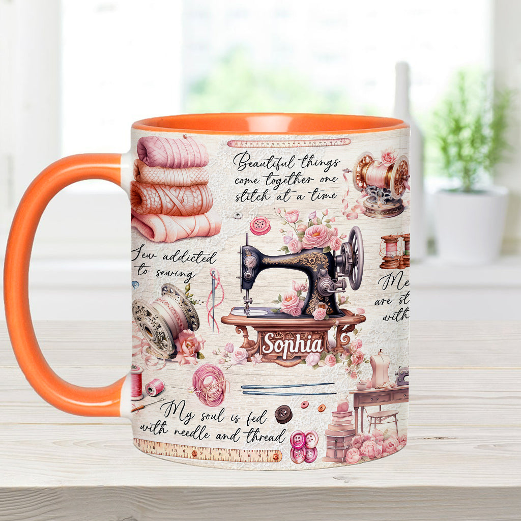 Näherverrückt – Personalisierte Tasse mit Nähmotiv
