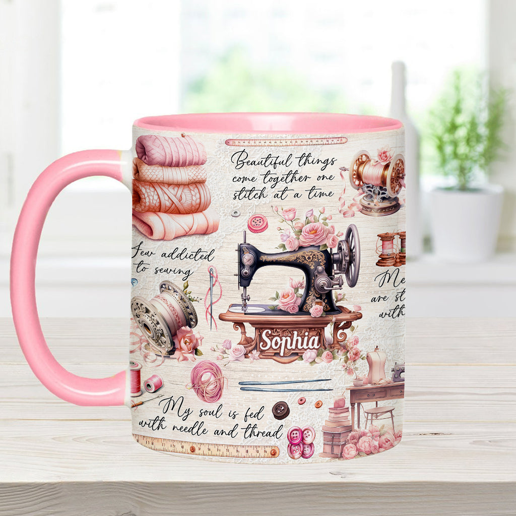 Näherverrückt – Personalisierte Tasse mit Nähmotiv