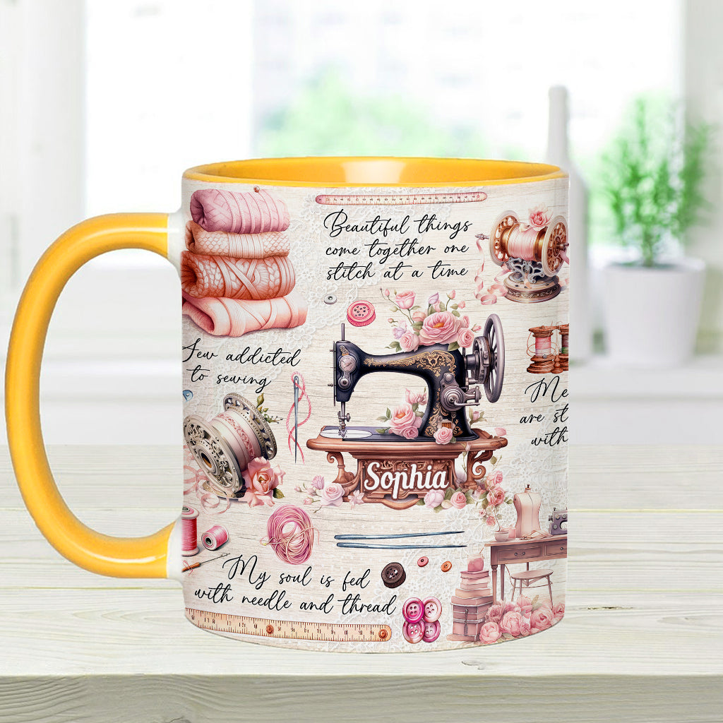 Näherverrückt – Personalisierte Tasse mit Nähmotiv